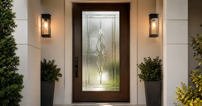 decorative frosted glass panel installed in a front door in Tottenham
