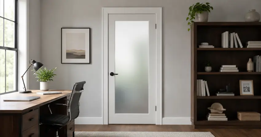 frosted interior door installed in home office in Tottenham