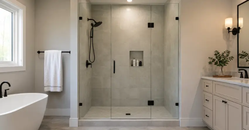 new frameless glass shower door installed in Tottenham