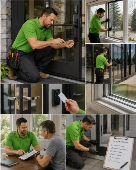 A technician sealing the perimeter of a newly installed window
